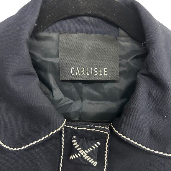 Carlisle Quiet Luxury Wool Blend Jacket Navy Contrast Stitch Size 8 - Picture 2 of 9